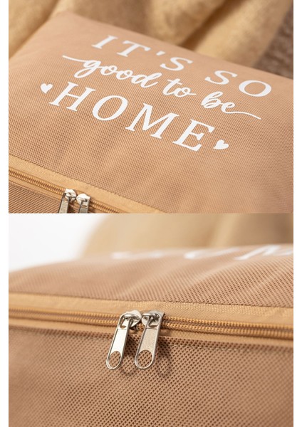 Bej Küçük Boy Baza Altı Çorap Valiz Düzenleyici Çeyizlik Bohça Hurç