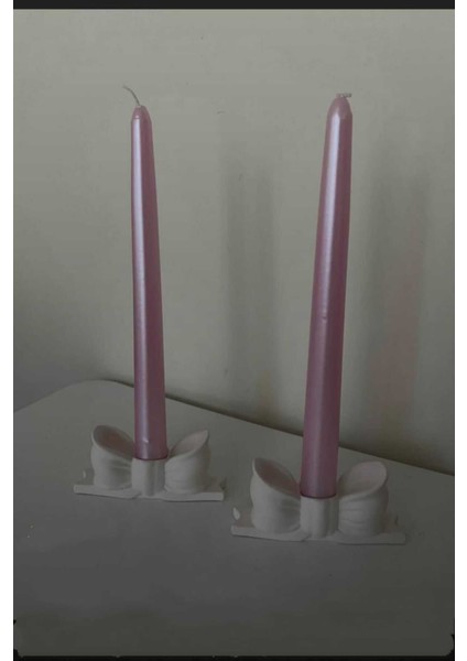 Şık 2'li Fiyonk Şamdan, Modern Beyaz Tasarım, Şık ve Kullanışlı Mumluk Seti