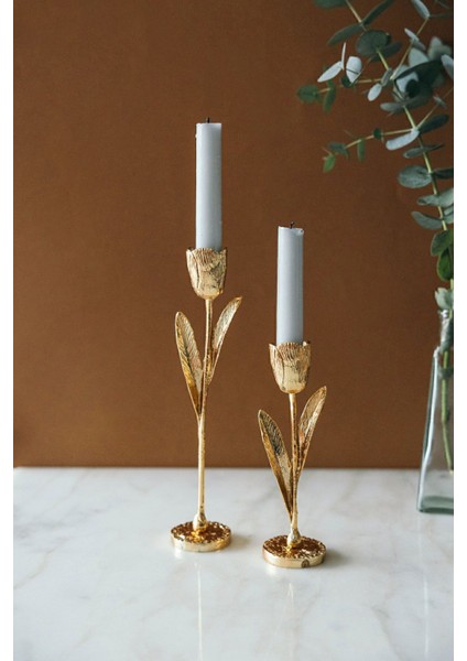 2'li Elegant Botanica Altın Yapraklı Şamdan Seti, Şık ve Doğal Dekorasyon Için Ideal fiyatları