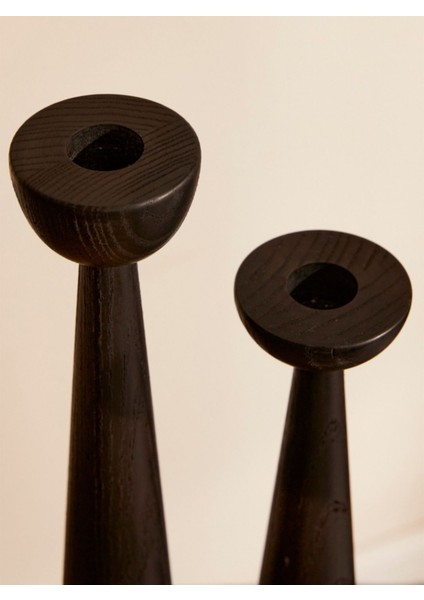 El Yapımı Siyah Ahşap Şamdan Seti, 20CM ve 25CM, Rustik Dekoratif Mumlukler fiyatları