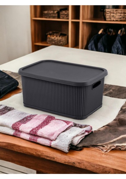 Antrasit Kapaklı Depolama Kutusu, 26 Litre, Şık ve Dayanıklı Alternatif