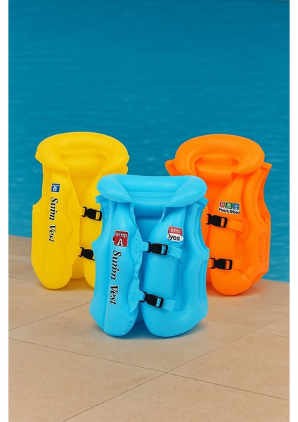 Çocuklar Için 32KG Kapasiteli Rahat Şişme Yaz Can Yeleği, Turuncu Renkli ve Kullanışlı