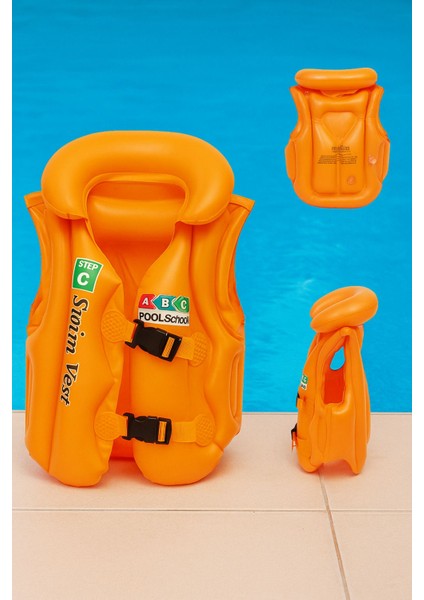 Çocuklar Için 32KG Kapasiteli Rahat Şişme Yaz Can Yeleği, Turuncu Renkli ve Kullanışlı fiyatları