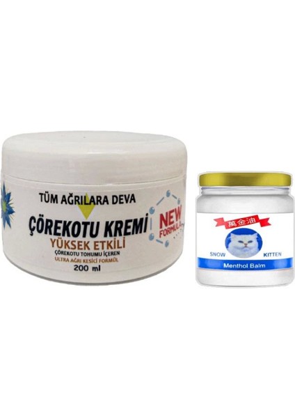 Çörek Otu Kremi Xl Boy Agrilar Için 200 Ml+Snow Kitten 50 ml Menthol Balm