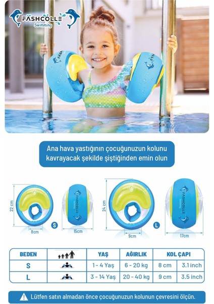 Çocuklar Için Mavi Şişme Deniz Kolluğu, 1-4 Yaş, 2 Adet Set modelleri