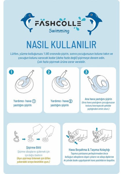 Çocuklar Için Mavi Şişme Deniz Kolluğu, 1-4 Yaş, 2 Adet Set indirimleri