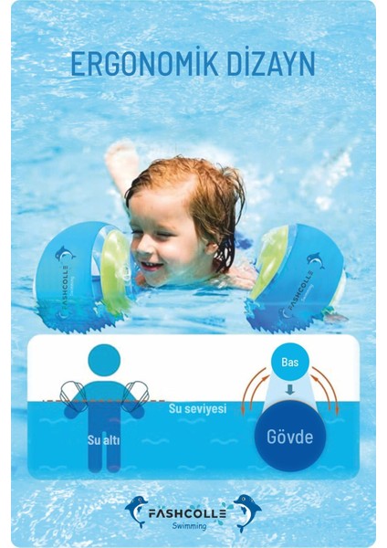 Çocuklar Için Mavi Şişme Deniz Kolluğu, 1-4 Yaş, 2 Adet Set