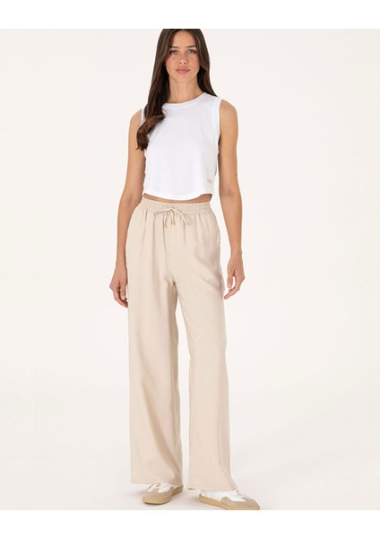 Ekru Kadın Loose Fit Pantolon DMK.2107035ECOLE.