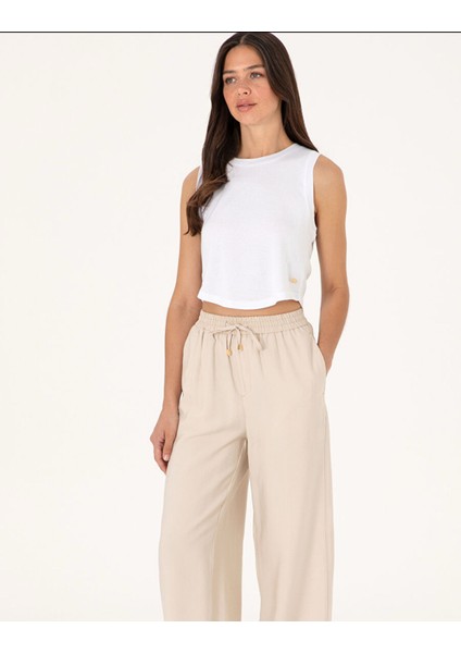 Ekru Kadın Loose Fit Pantolon DMK.2107035ECOLE.