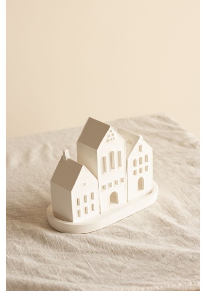 3'lü Beyaz Dekoratif Ev Mumluk Seti, Tealight Hediyeli, Şık ve Zarif Tasarım fiyatları