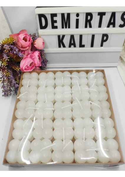 25 Adet Beyaz Kokulu Mum, Düğün, Nişan, Mevlüt Süsü Için Şık Set