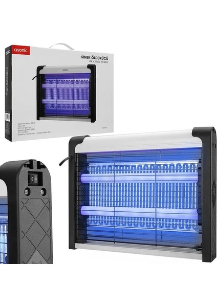 Asonic Siyah 4 Watt + 2000 Volt Iki Ledli Sinek Öldürücü AS-A28 (336336)