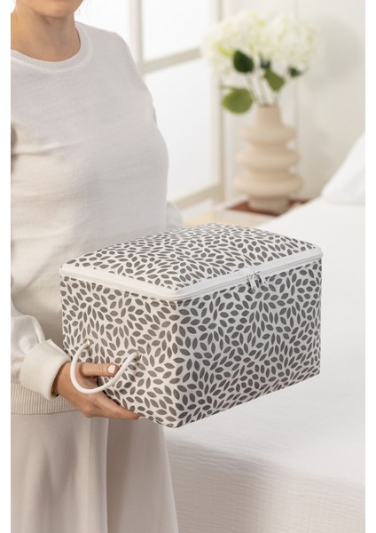 Gri Yaprak Desenli Küçük Boy Valiz ve Baza Altı Düzenleyici Seti fiyatları