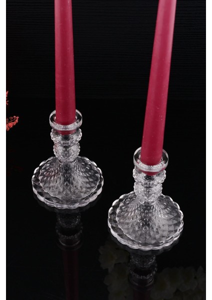 2'li Cam Şamdan Seti, Dekoratif Kristal Görünümlü Mumlukler modelleri