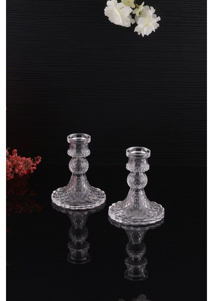 2'li Cam Şamdan Seti, Dekoratif Kristal Görünümlü Mumlukler fırsatları