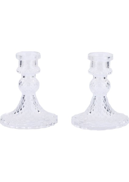 2'li Cam Şamdan Seti, Dekoratif Kristal Görünümlü Mumlukler indirimleri