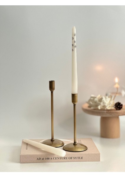 2'li Metal Eskitme Şamdan Mumluk Seti, Şık ve Doğal Tasarım