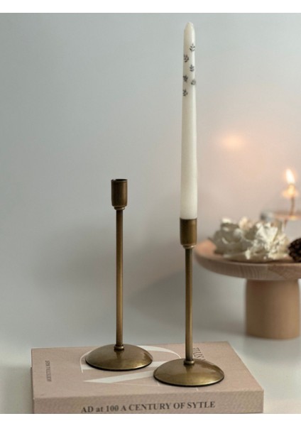 2'li Metal Eskitme Şamdan Mumluk Seti, Şık ve Doğal Tasarım indirimleri