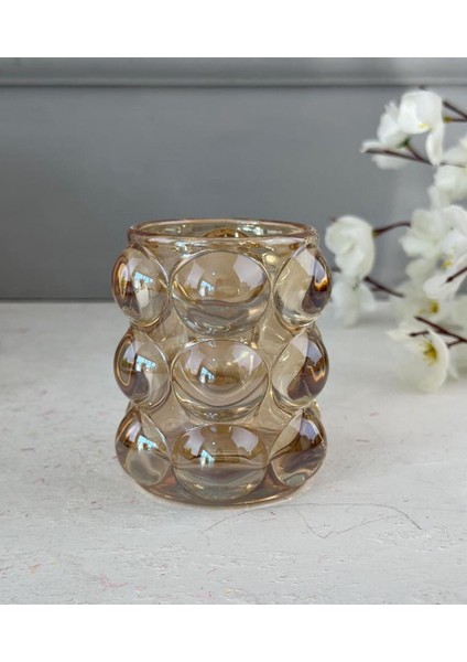 Altın Renkli Şık Cam Bardak ve Mumluk Seti, Zarif Tasarım.