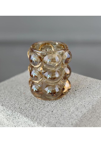 Altın Renkli Şık Cam Bardak ve Mumluk Seti, Zarif Tasarım.