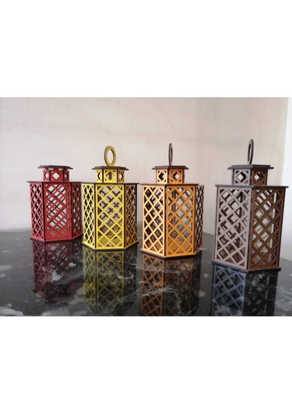 Altıgen Renkli Ahşap Mumluk Fener, Dekoratif ve Şık Aydınlatma Parçası modelleri