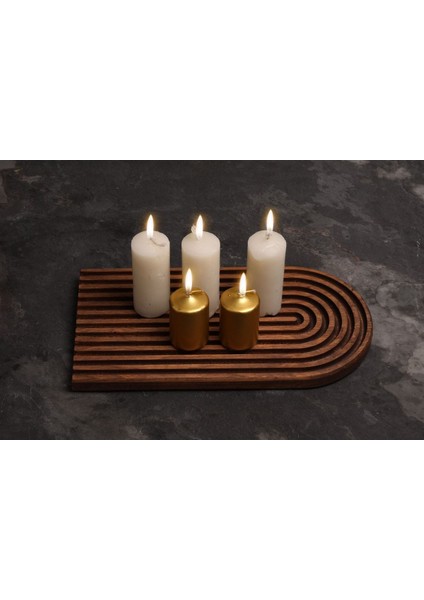 Ahşap Mumlük, Ceviz Renkli, Şık ve Doğal Dekoratif Parça