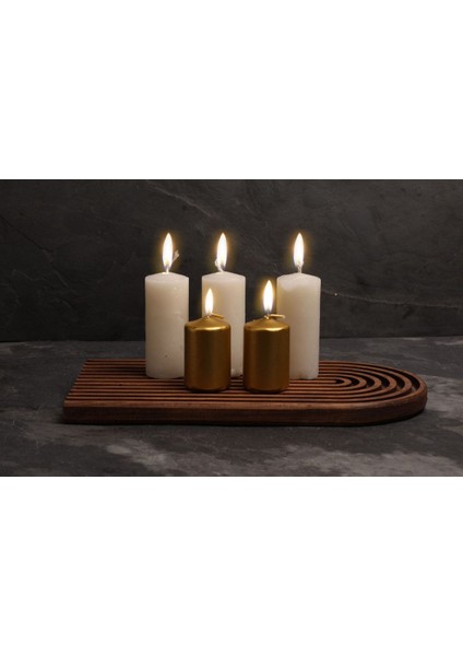 Ahşap Mumlük, Ceviz Renkli, Şık ve Doğal Dekoratif Parça fiyatları