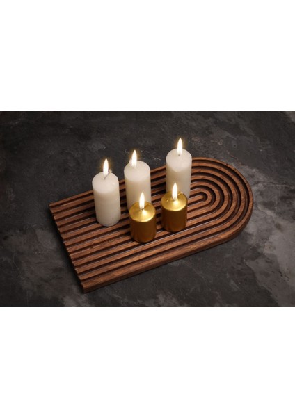 Ahşap Mumlük, Ceviz Renkli, Şık ve Doğal Dekoratif Parça fırsatları