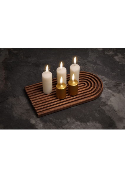 Ahşap Mumlük, Ceviz Renkli, Şık ve Doğal Dekoratif Parça indirimleri