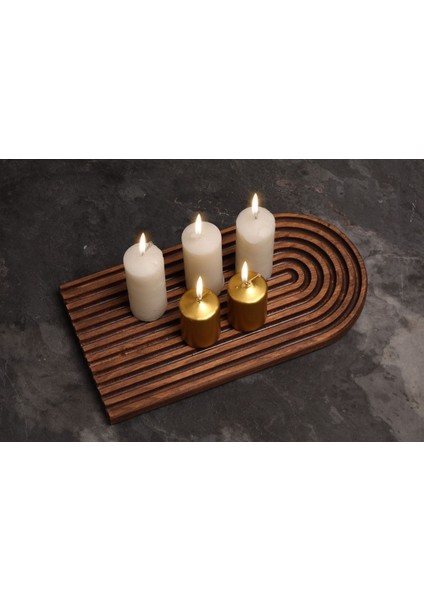 Ahşap Mumlük, Ceviz Renkli, Şık ve Doğal Dekoratif Parça