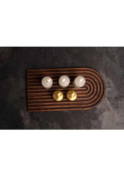 Ahşap Mumlük, Ceviz Renkli, Şık ve Doğal Dekoratif Parça