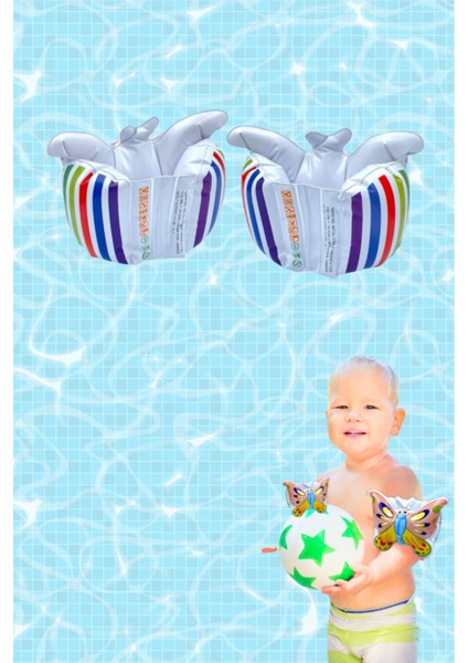 Renkli Kelebek Desenli Şişme Yüzme Kolluğu, 1-3 Yaş Çocuklar Için Havuz ve Deniz Aksesuarı indirimleri