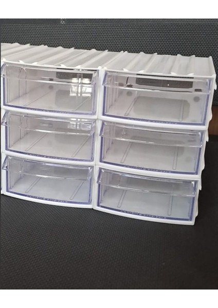 Şeffaf Çekmeceli 6 Bölmeli Organizer Kutu - Boncuk ve Mücevher Saklama