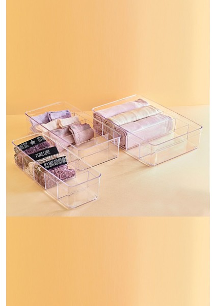 Şeffaf 5 Bölmeli Çekmece ve Dolap Içi Düzenleyici Seti modelleri