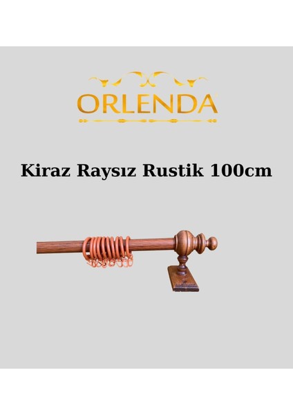 Ahşap Başlıklı Alüminyum Perde Askısı, 100 Cm, Rustik Tasarım, Gri Renk