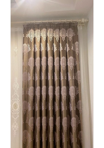 Ahşap Başlıklı Alüminyum Perde Askısı, 100 Cm, Rustik Tasarım, Gri Renk modelleri