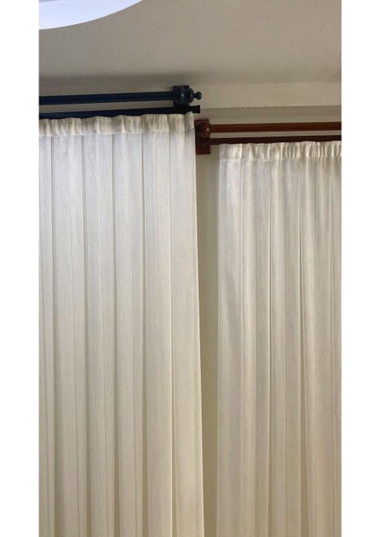 Ahşap Başlıklı Alüminyum Perde Askısı, 100 Cm, Rustik Tasarım, Gri Renk indirimleri