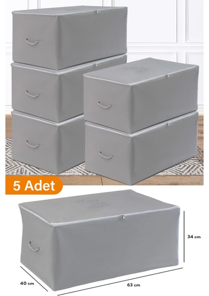 5 Adet Orta Boy Antrasit Hurç 63X40X34 Cm, Şık ve Hafif Saklama Çözümü