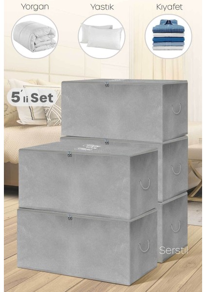 5 Adet Orta Boy Antrasit Hurç 63X40X34 Cm, Şık ve Hafif Saklama Çözümü fiyatları