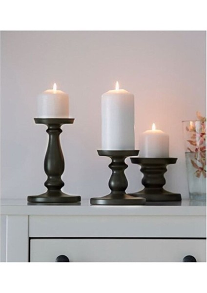 Koyu Gri ve Beyaz Modern Şamdan Seti, Şık ve Zarif Dekorasyon Aksesuarı