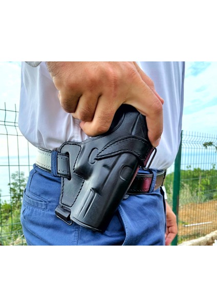 Deri Silah Kılıfı Glock 17- 19- 23 Için Omuz + Bel Çekim - Sağ El - Vaketa Deri Özel El Yapımı