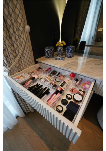 Şeffaf 11 Parça Makyaj ve Takı Organizeri, Modüler Çekmece İçi Düzenleyici modelleri