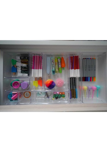 Şeffaf 11 Parça Makyaj ve Takı Organizeri, Modüler Çekmece İçi Düzenleyici