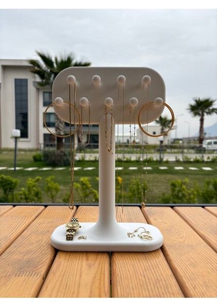 Şık ve Modern Tasarımlı Takı ve Kolye Sergileme Standı, Beyaz Renkli Seçenek fiyatları