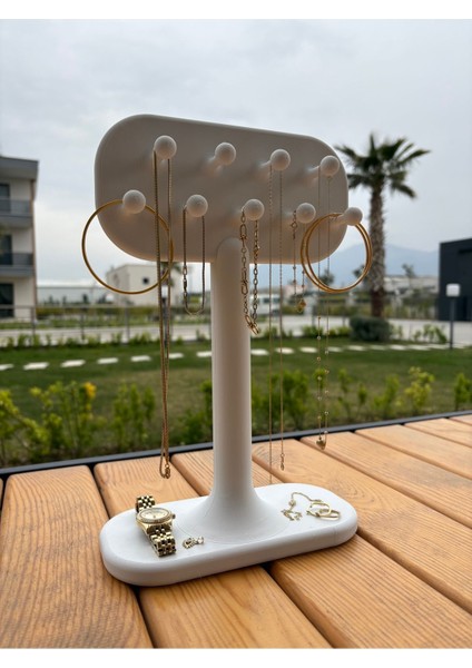 Şık ve Modern Tasarımlı Takı ve Kolye Sergileme Standı, Beyaz Renkli Seçenek fırsatları