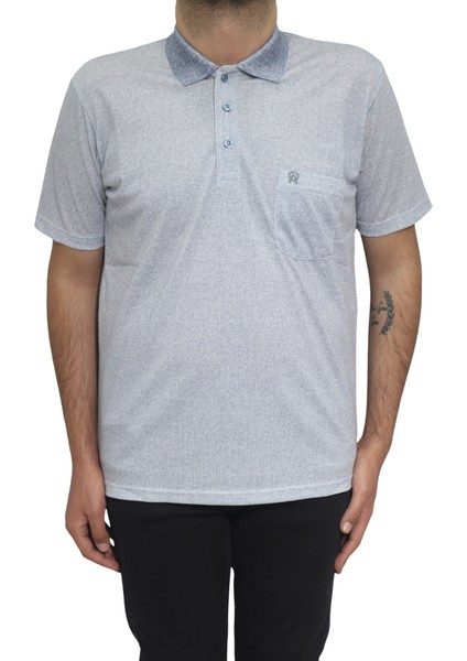 Fistan Store Erkek Desenli Klasik Kesim Rahat Kalıp Tek Cepli Polo Yaka T-Shirt