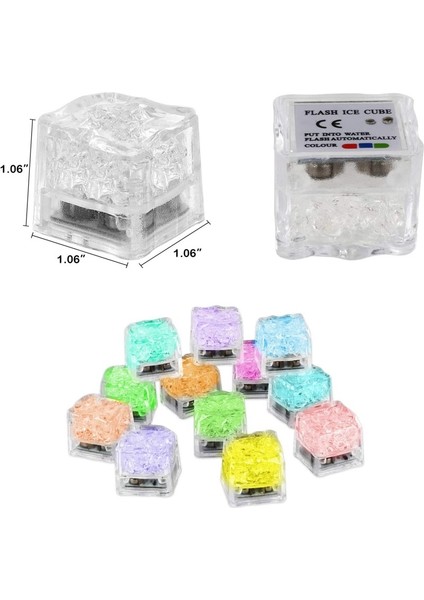 LED Işıklı Buz Küpleri 12 Adet Rgb / Light-Up LED Water Activated Ice Cubes For Drinks 12 Pack
