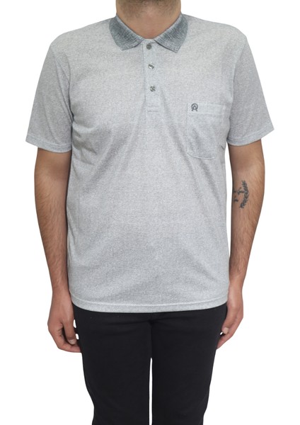 Fistan Store Erkek Desenli Klasik Kesim Rahat Kalıp Tek Cepli Polo Yaka T-Shirt