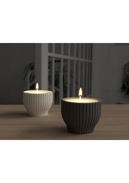 Renkli 2'li Tealight Seti, Çizgi Desenli, Modern ve Şık Tasarım