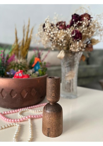 Kahverengi Doğal Kayın Ağacı Şamdan ve Mumluk, Şık ve Doğal Dekor. fiyatları